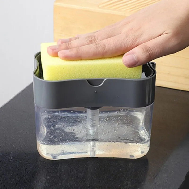 Sleek Soap Dispenser & Sponge Holder for Tidy Kitchens