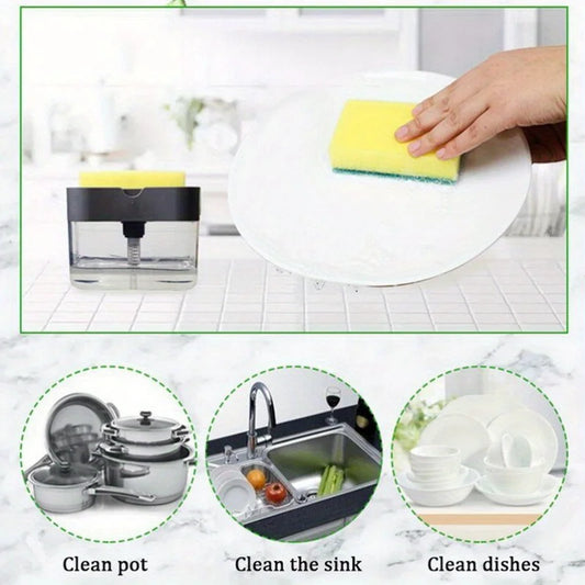Sleek Soap Dispenser & Sponge Holder for Tidy Kitchens